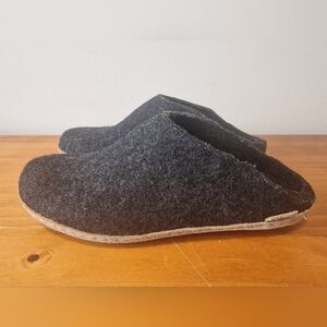 Glerups Charcoal Black Wool Slippers, Size 38